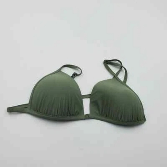 Aerie L Perky Triangle Olive Green Bikini Swimwear with Adjustable Straps Large - Picture 5 of 6